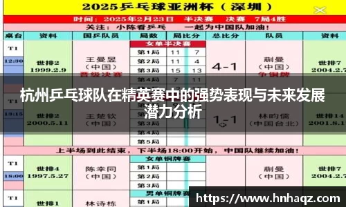 杭州乒乓球队在精英赛中的强势表现与未来发展潜力分析